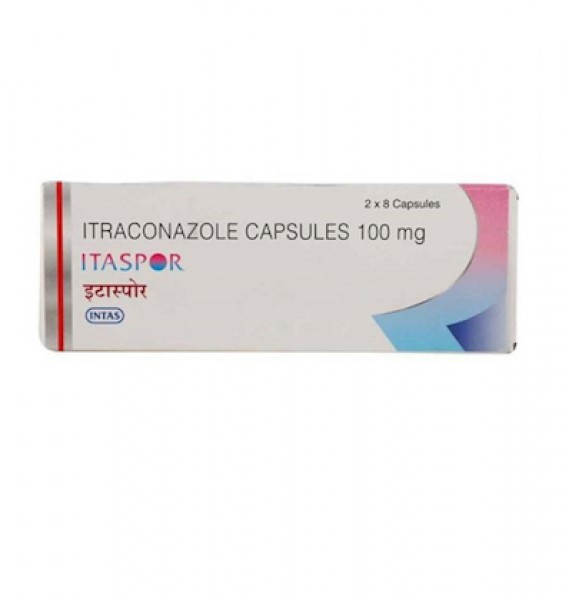 Box of generic Itraconazole 100mg capsule