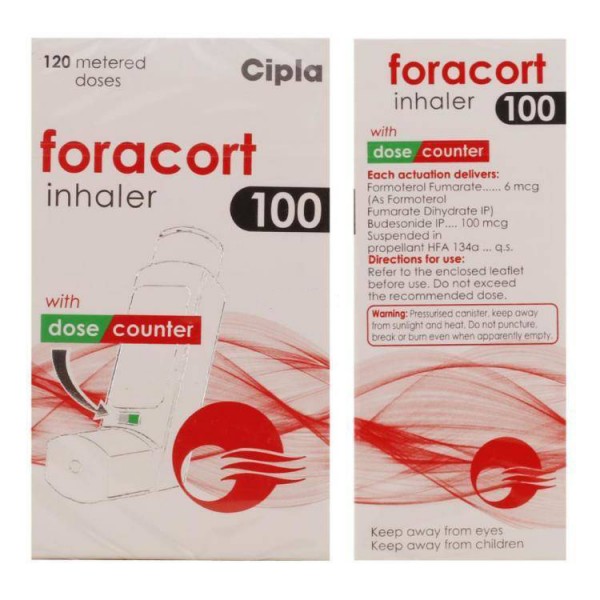 Box and inhaler of generic budesonide 100mcg, formoterol fumarate 6mcg