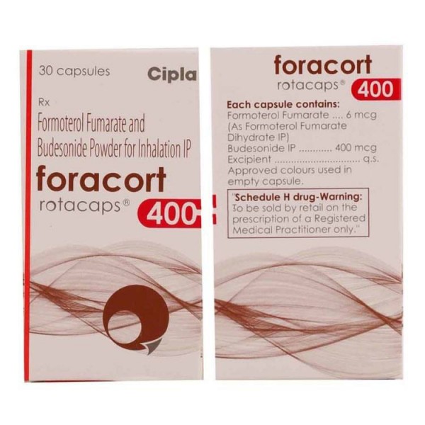 Front and back of generic budesonide 400mcg, formoterol fumarate 6mcg rotacaps box