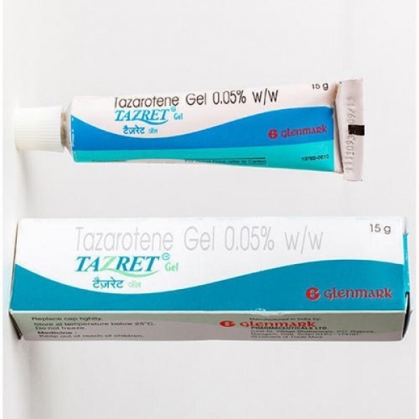 Tube over the box of generic tazarotene 0.05 % Gel - 15gm Each Tube