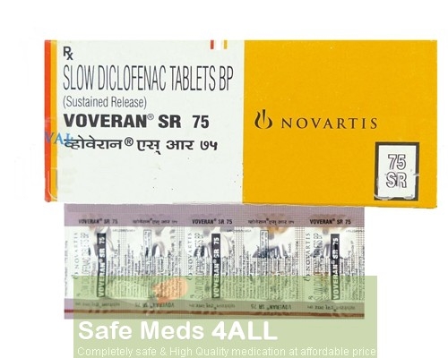 A box and a strip of Voltaren sr 75mg tablet - diclofenac sodium