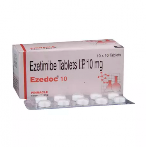 Box and blister strip of generic Ezetimibe 10mg tablets